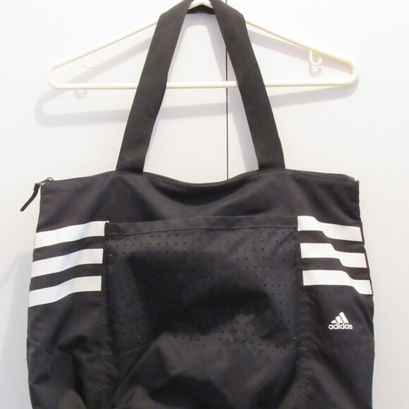 Adidas Women's Unisex Black Tote Gym Lifestyle Casual Bag Clean - Picture 1 of 8